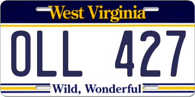 WV license plate OLL427