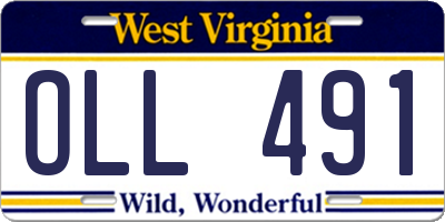 WV license plate OLL491