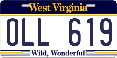 WV license plate OLL619