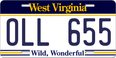 WV license plate OLL655