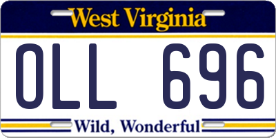 WV license plate OLL696