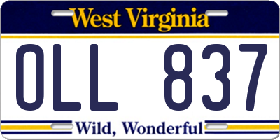 WV license plate OLL837