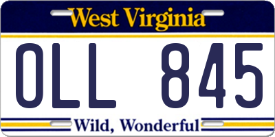 WV license plate OLL845