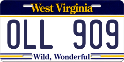 WV license plate OLL909