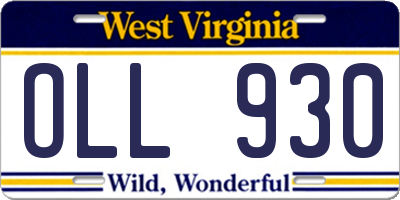 WV license plate OLL930