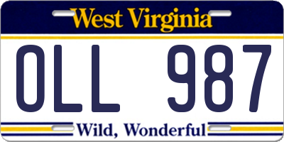WV license plate OLL987