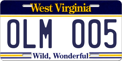 WV license plate OLM005