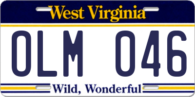 WV license plate OLM046