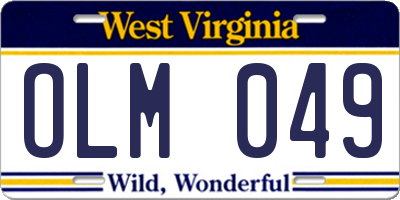 WV license plate OLM049