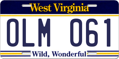 WV license plate OLM061
