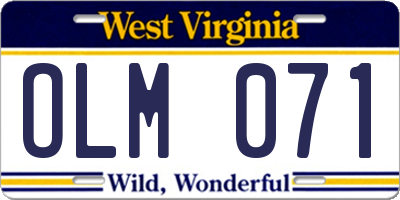 WV license plate OLM071