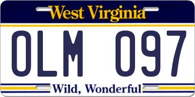 WV license plate OLM097