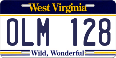WV license plate OLM128