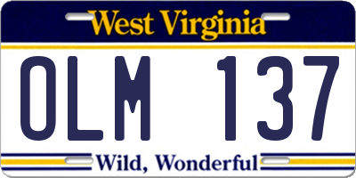 WV license plate OLM137