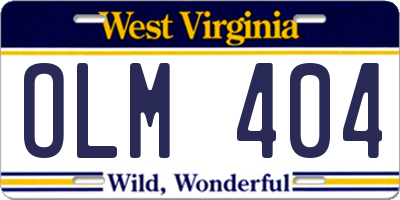 WV license plate OLM404