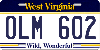WV license plate OLM602