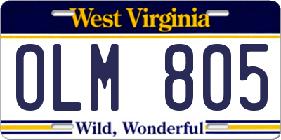 WV license plate OLM805
