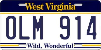 WV license plate OLM914