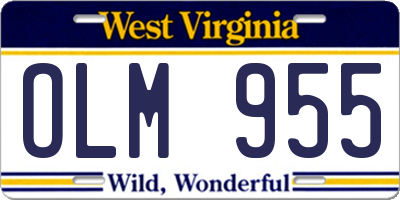 WV license plate OLM955