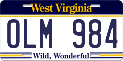 WV license plate OLM984