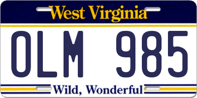 WV license plate OLM985
