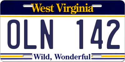 WV license plate OLN142
