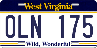 WV license plate OLN175