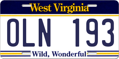WV license plate OLN193