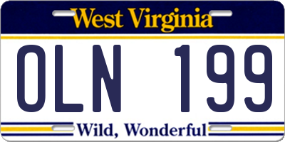 WV license plate OLN199
