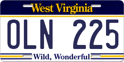 WV license plate OLN225