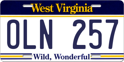 WV license plate OLN257