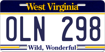 WV license plate OLN298