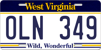 WV license plate OLN349