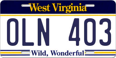 WV license plate OLN403