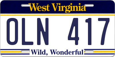 WV license plate OLN417