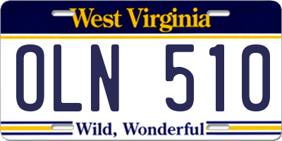 WV license plate OLN510