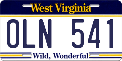 WV license plate OLN541