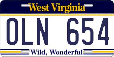WV license plate OLN654