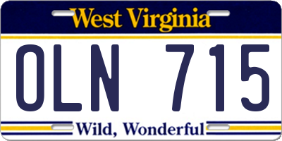 WV license plate OLN715