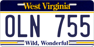WV license plate OLN755