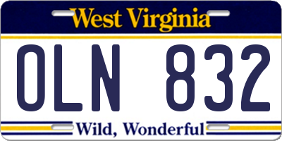 WV license plate OLN832