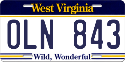 WV license plate OLN843