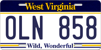WV license plate OLN858