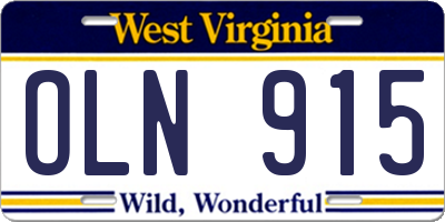 WV license plate OLN915
