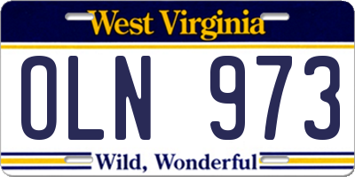 WV license plate OLN973