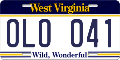 WV license plate OLO041