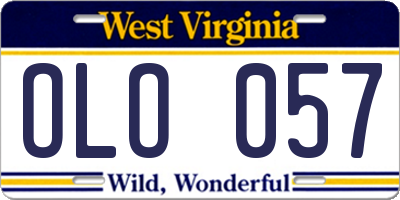 WV license plate OLO057