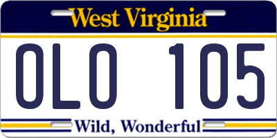 WV license plate OLO105