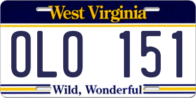 WV license plate OLO151