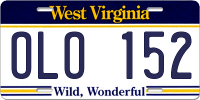 WV license plate OLO152